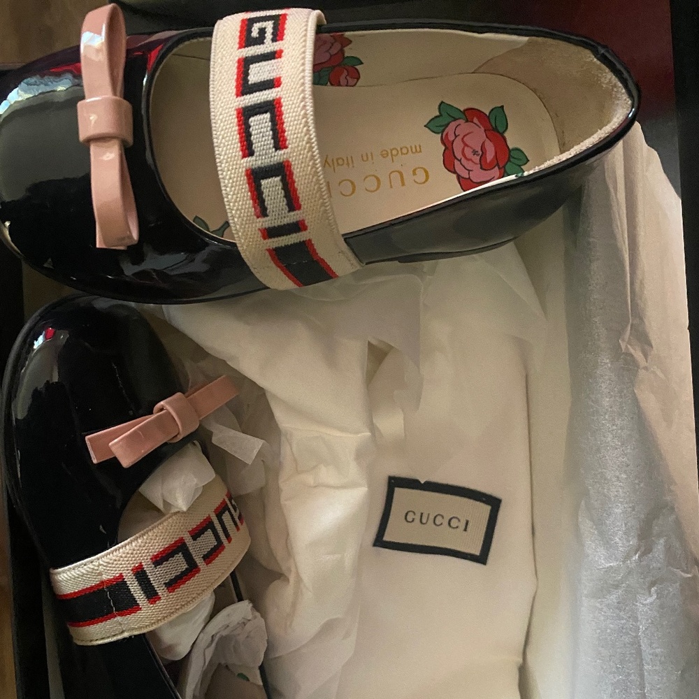 Gucci Black Toddler Patent Leather Shoes